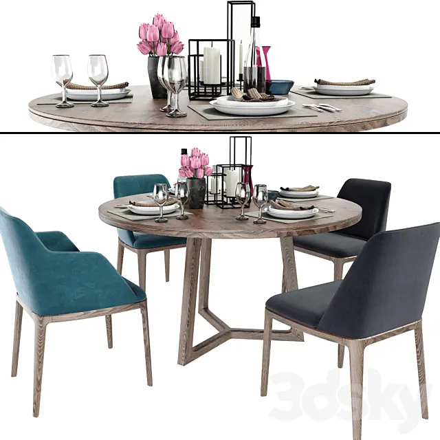 Poliform Grace Chair Set Dining Set 3DModel