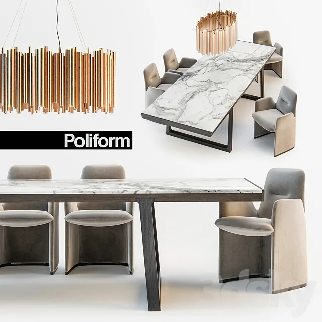 Poliform Guest chair Opera table 3DModel Poliform Guest chair Opera table 3DModel