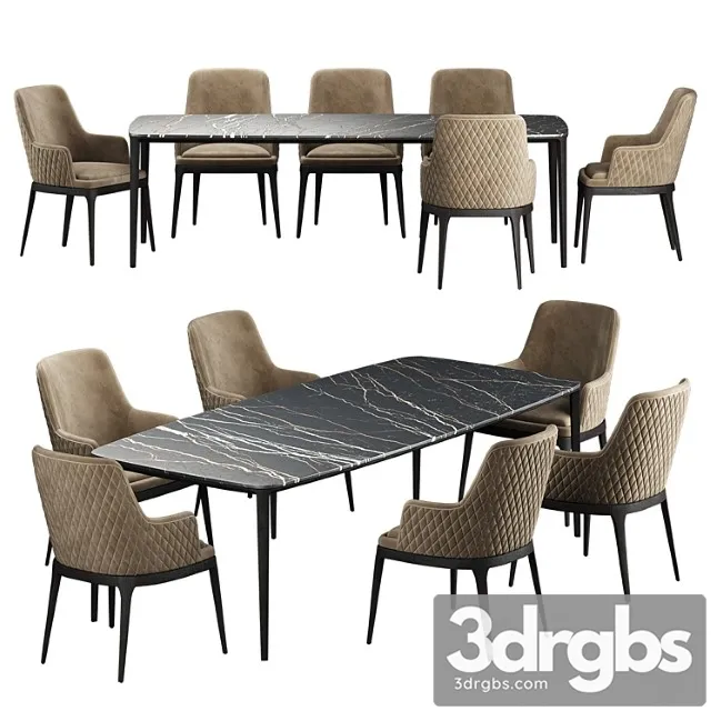 Poliform henry table edna chair 2 3D Model Download