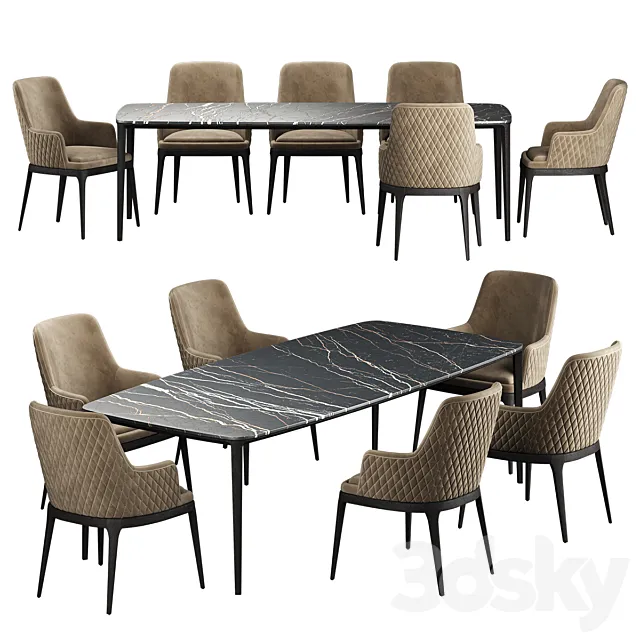 Poliform HENRY Table EDNA Chair 3DModel