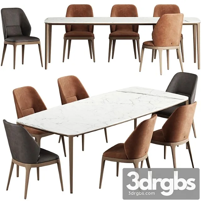 Poliform Henry Table Emporio Chair 3D Model Download