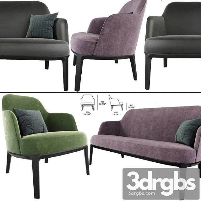 Poliform jane arm chair and sofa 2 3D Model Download Poliform jane arm chair and sofa 2 3D Model Download
