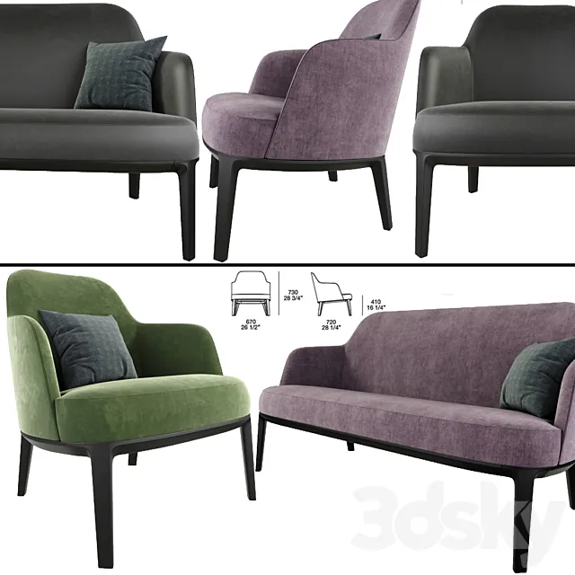 Poliform Jane Arm Chair And Sofa 3D Model Poliform Jane Arm Chair And Sofa 3D Model