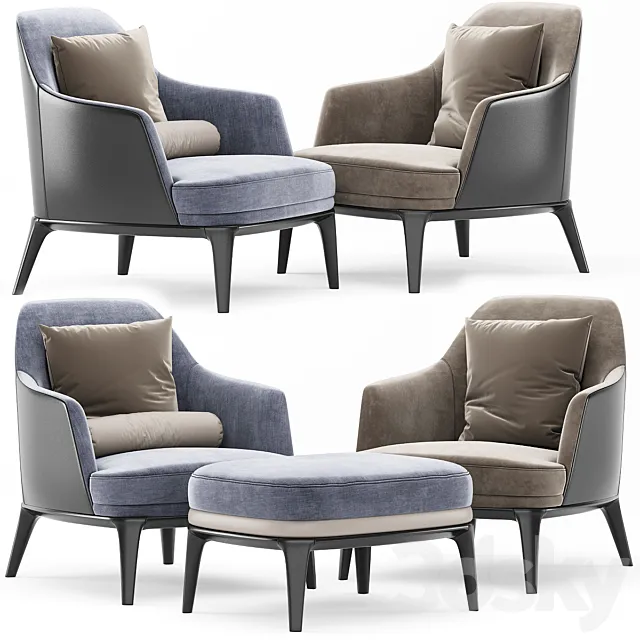 Poliform Jane Armchair Jane Footstool 3D Model