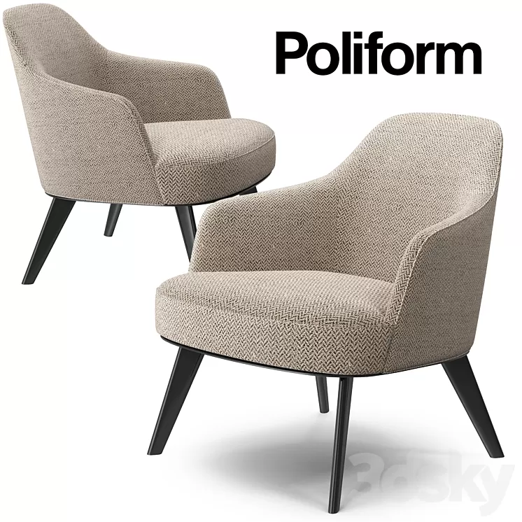 Poliform Jane armchair metal base 3D Model