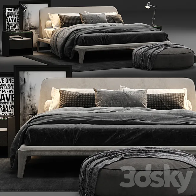 Poliform Kelly Imbottito Bed 3D Model Poliform Kelly Imbottito Bed 3D Model