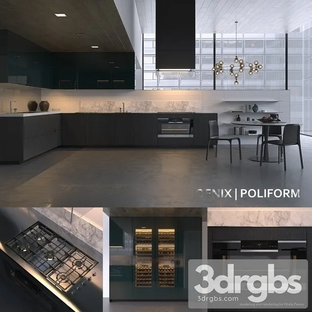 Poliform Kitchen Cabinet Varenna Phoenix 3 3D Model Download Poliform Kitchen Cabinet Varenna Phoenix 3 3D Model Download