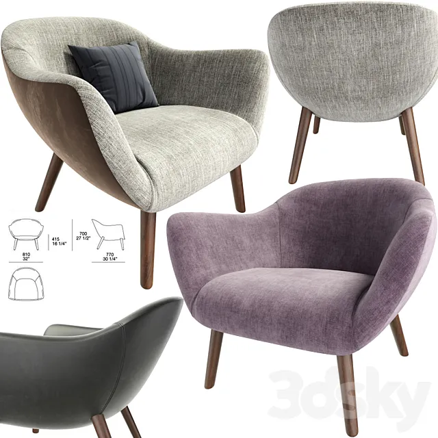 Poliform Mad Arm Chair 3D Model Poliform Mad Arm Chair 3D Model