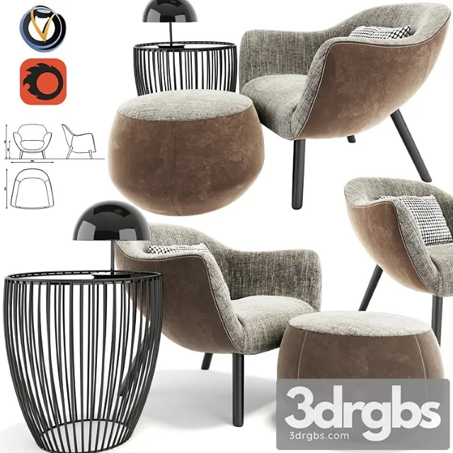 Poliform mad armchair set 2 3D Model Download