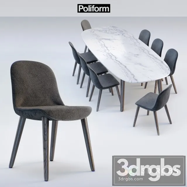 Poliform Mad Dining Chair Table 3D Model Download