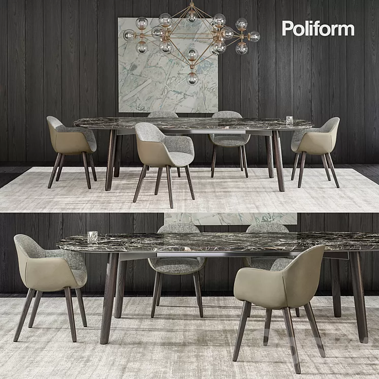 Poliform Mad Dining set_01 3D Model