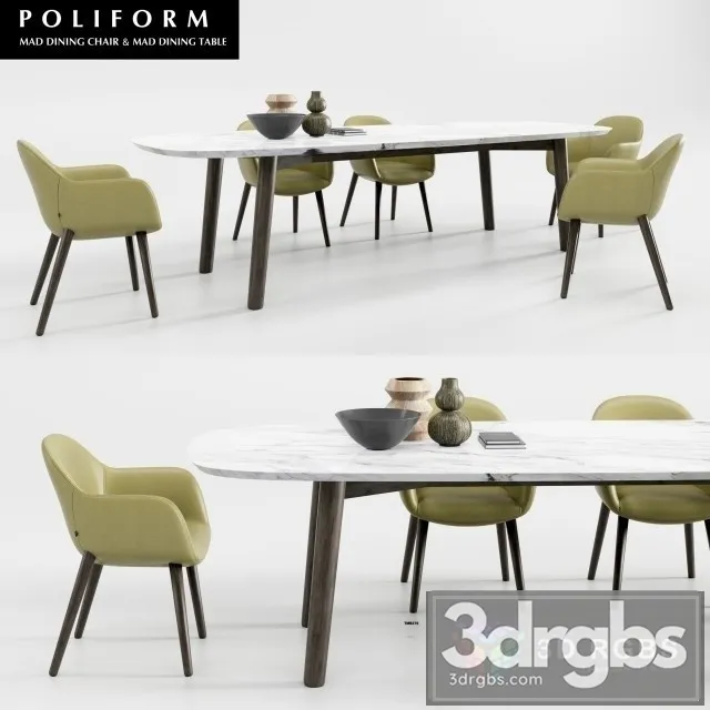 Poliform Mad Dining Table Chair 2 3D Model Download