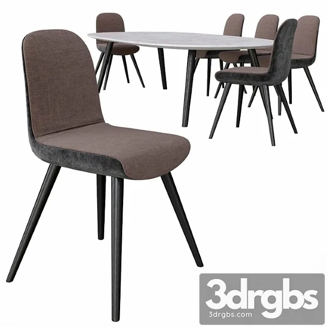 Poliform mad dinning table & chair 2 3D Model Download