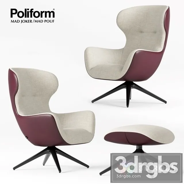 Poliform Mad Joker Armchair Pouf 3D Model Download