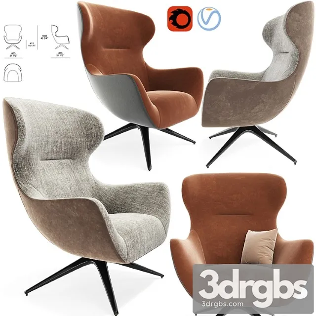 Poliform mad joker revolving armchair 02 3D Model Download