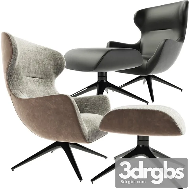 Poliform mad joker revolving armchair with ottoman 3D Model Download