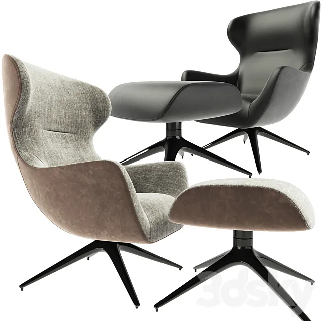 Poliform Mad Joker Revolving Armchair With Ottoman 3DModel