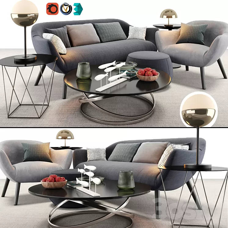 Poliform Mad Sofa Chair Set 3D Model