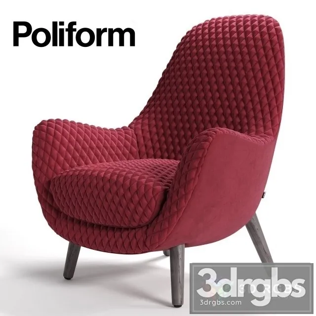 Poliform MadKing Red Armchair 3D Model Download