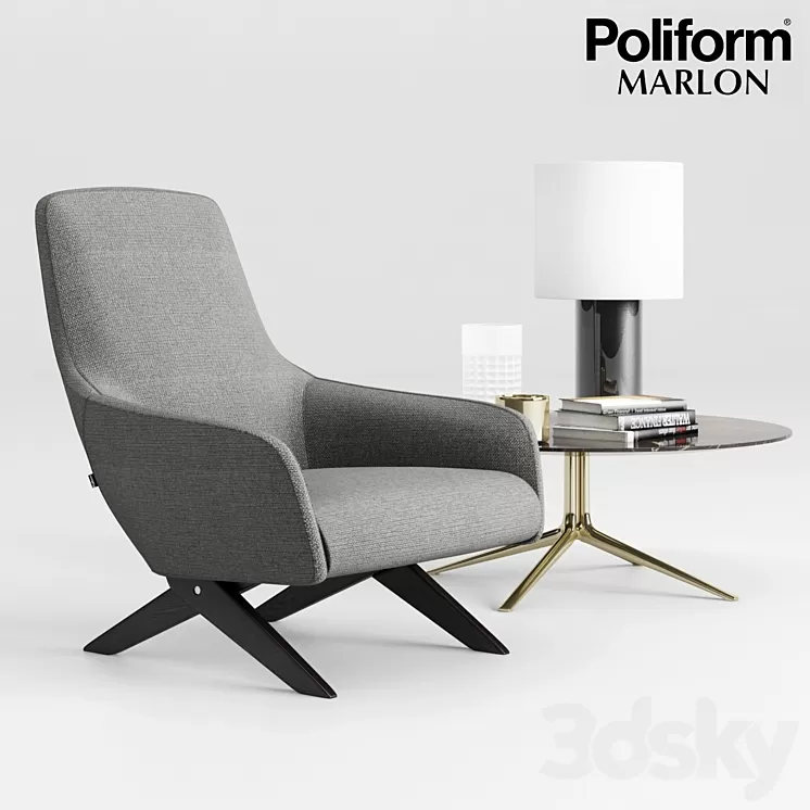 Poliform Marlon Armchair Set 3D Model