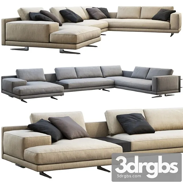 Poliform mondrian chaise lounge sofa 2 3D Model Download Poliform mondrian chaise lounge sofa 2 3D Model Download