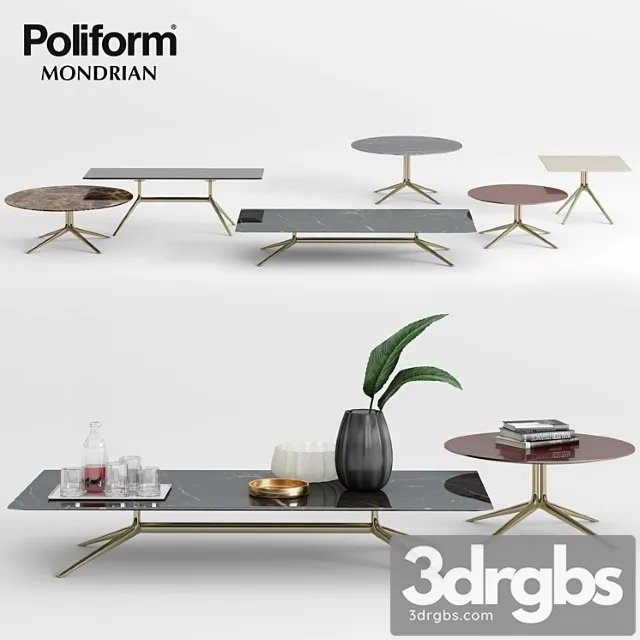 Poliform Mondrian Coffee Tables 1 3D Model Download Poliform Mondrian Coffee Tables 1 3D Model Download