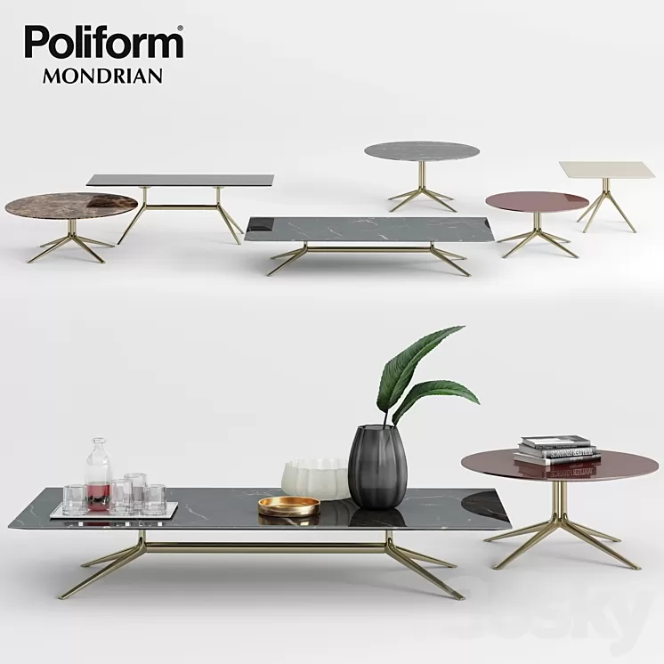 Poliform Mondrian Coffee Tables – 1 3D Model Poliform Mondrian Coffee Tables – 1 3D Model