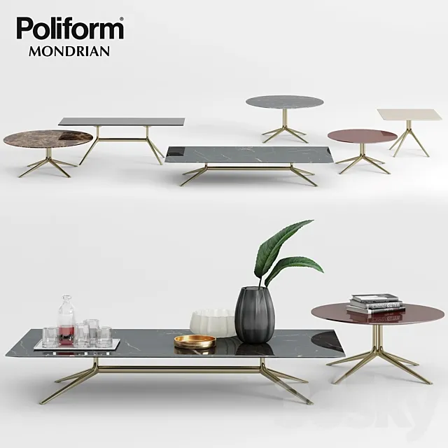 Poliform Mondrian Coffee Tables – 1 3DModel