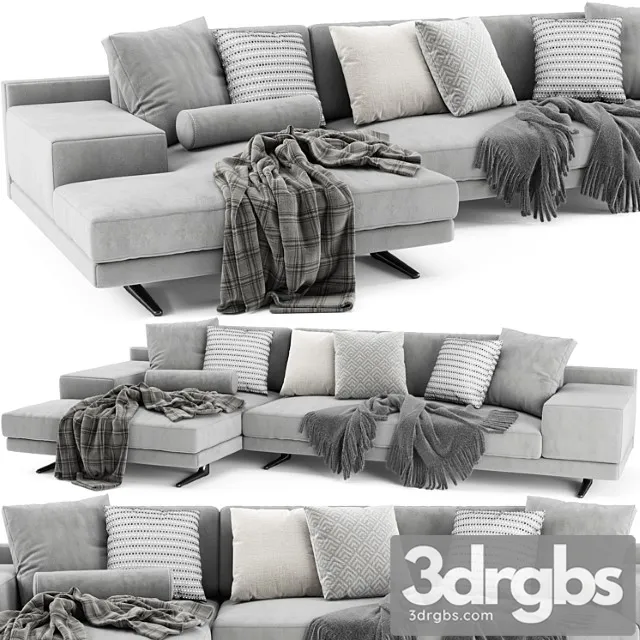 Poliform mondrian with chaise longue 2 3D Model Download Poliform mondrian with chaise longue 2 3D Model Download