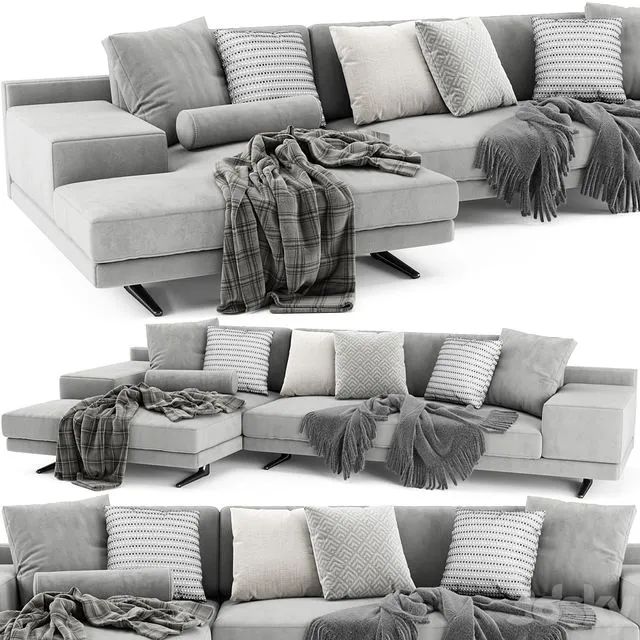 Poliform Mondrian With Chaise Longue 3D Model Poliform Mondrian With Chaise Longue 3D Model