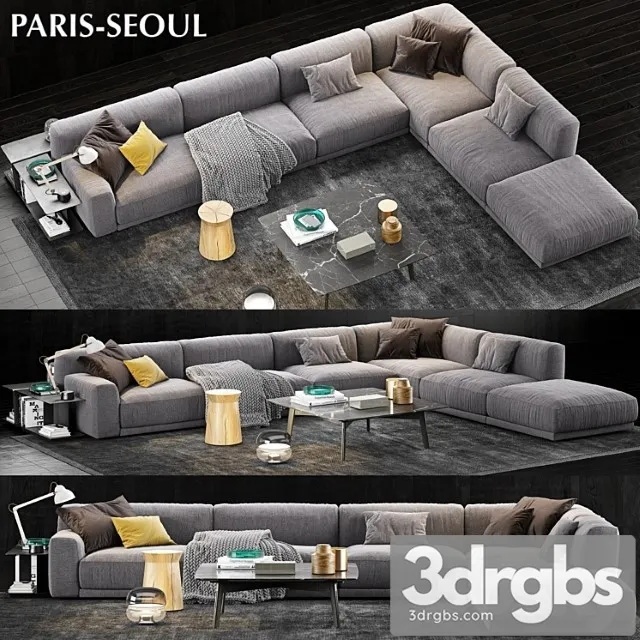 Poliform paris seoul sofa 2 2 3D Model Download Poliform paris seoul sofa 2 2 3D Model Download