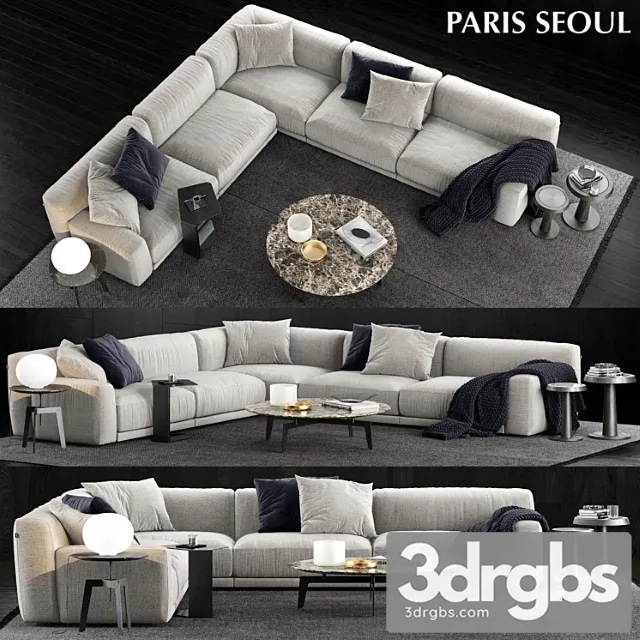 Poliform Paris Seoul Sofa 3 2 3D Model Download Poliform Paris Seoul Sofa 3 2 3D Model Download