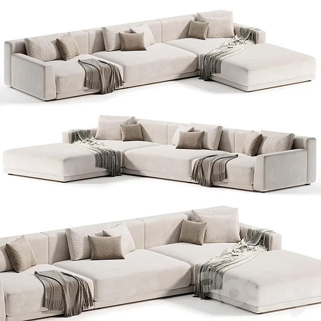 Poliform Paris Seoul With Ottoman Sofa by Poliform 3D Model