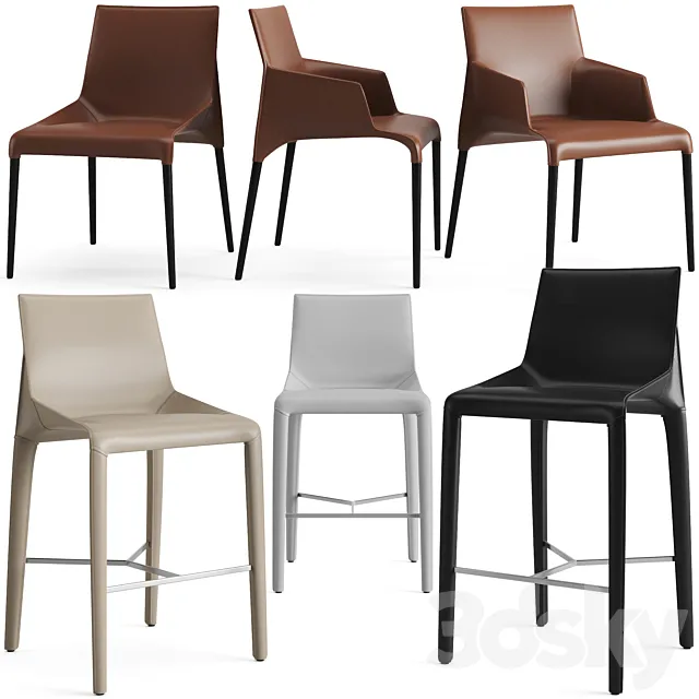 Poliform Seattle Dining Chair And Bar Stool 3D Model