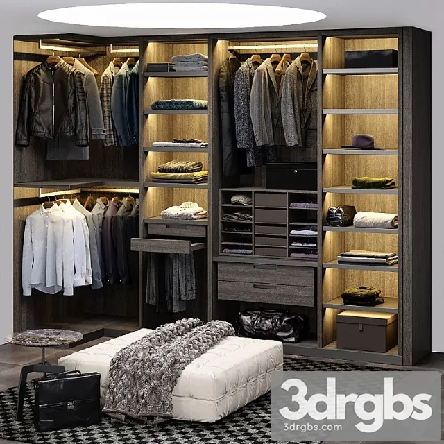 Poliform Senzafine Wardrobe Mens 3D Model Download