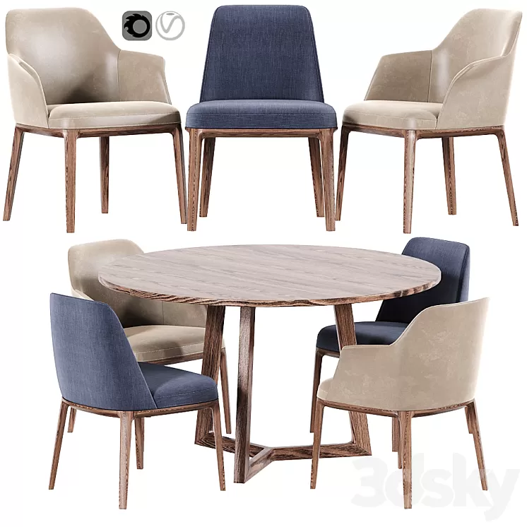 Poliform Sophie And Grace Dining Set 3D Model Poliform Sophie And Grace Dining Set 3D Model