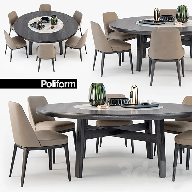 Poliform Sophie chair Home Hotel table 3DModel Poliform Sophie chair Home Hotel table 3DModel