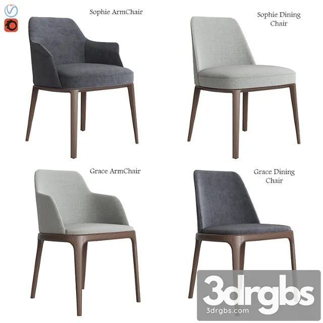Poliform sophie & grace chair set 2 3D Model Download Poliform sophie & grace chair set 2 3D Model Download