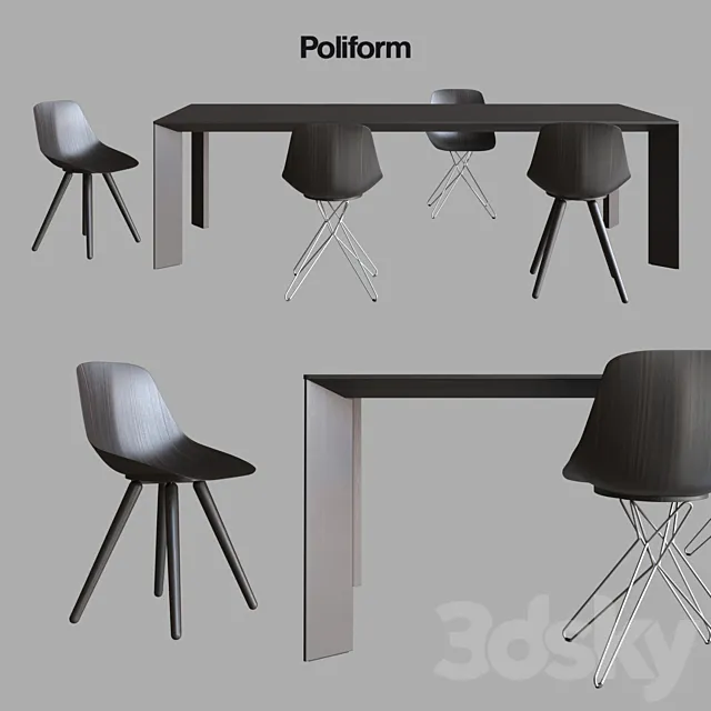 POLIFORM TABLE GILL CHAIR HARMONY 3D Model