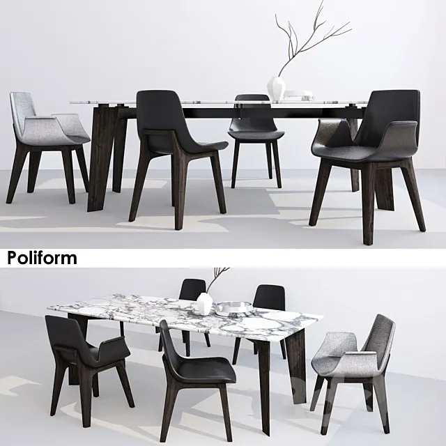 Poliform table HOWARD. chairs VENTURA s16. s17 3DModel Poliform table HOWARD. chairs VENTURA s16. s17 3DModel
