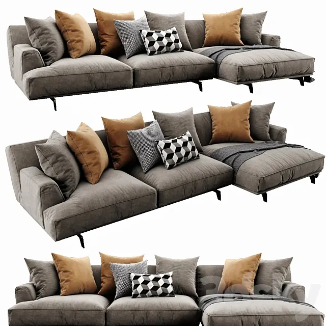 Poliform Tribeca Chaise Lounge 3D Model