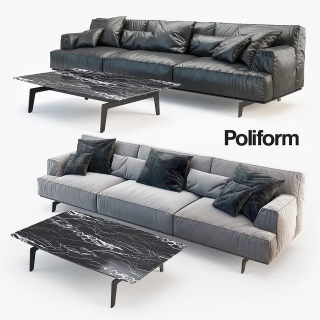 Poliform Tribeca sofa (with decor) 3D Model