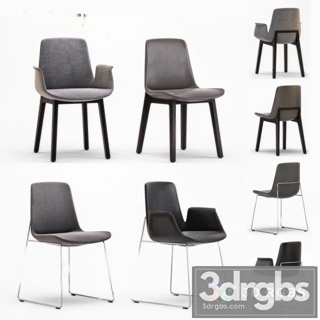 Poliform Ventura Chair Set 3D Model Download