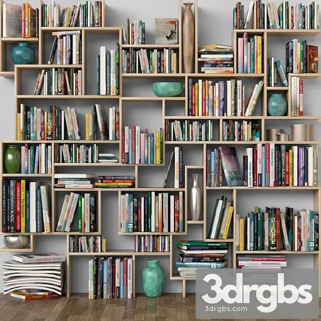 Polka With Books Library 3D Model Download Polka With Books Library 3D Model Download