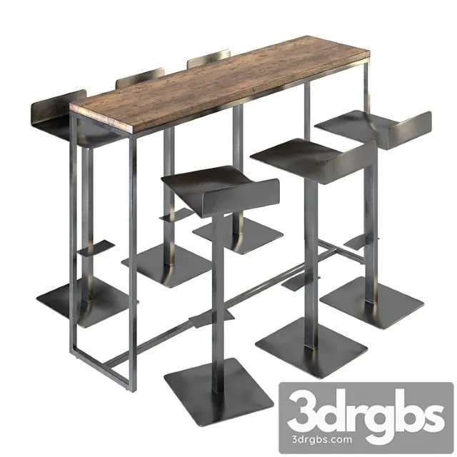 Polly Bar Stools Bar Table 3D Model Download
