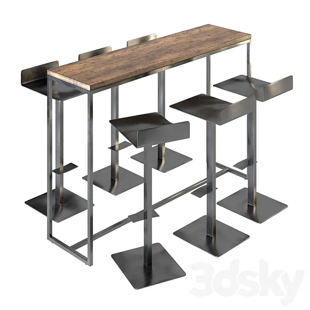 Polly Bar Stools & Bar Table 3D Model