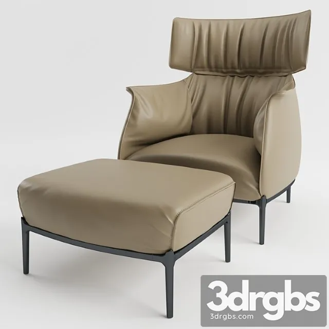 Poltrona frau archibald king & pouf 3D Model Download