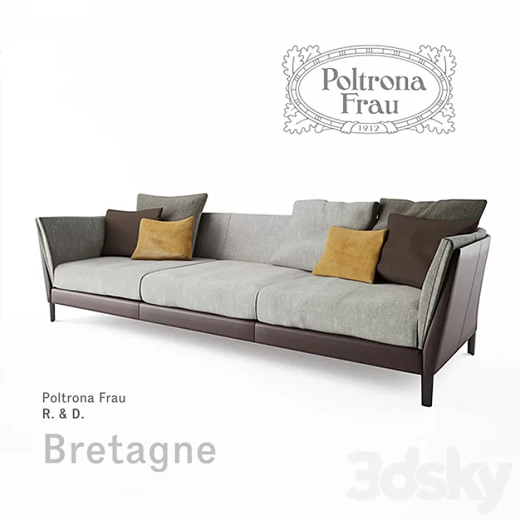 Poltrona Frau Bretagne Sofa 3-seater 3D Model