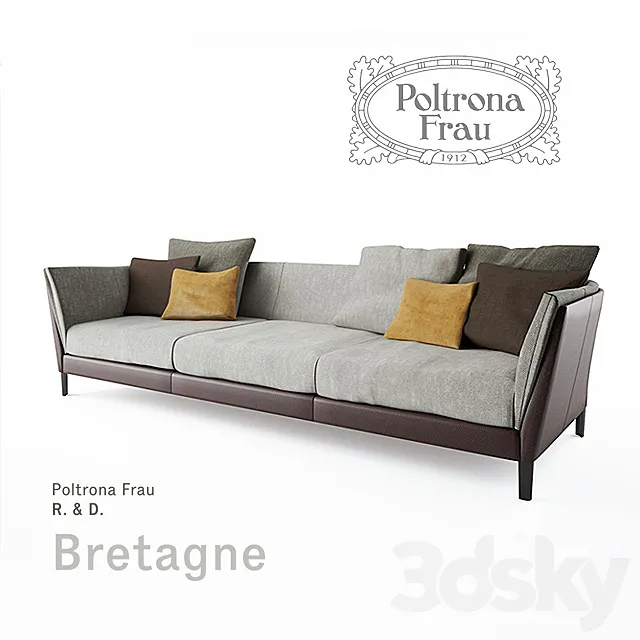 Poltrona Frau Bretagne Sofa 3-seater 3DModel Poltrona Frau Bretagne Sofa 3-seater 3DModel