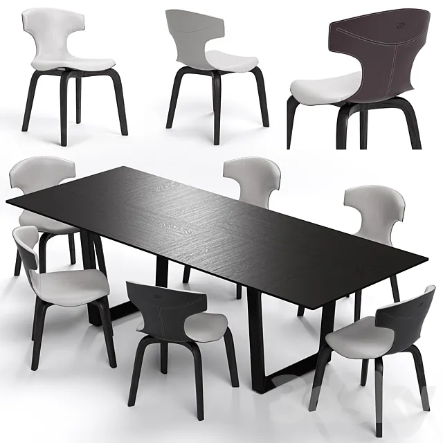 Poltrona Frau Montera Chair and Bolero table 3DModel Poltrona Frau Montera Chair and Bolero table 3DModel